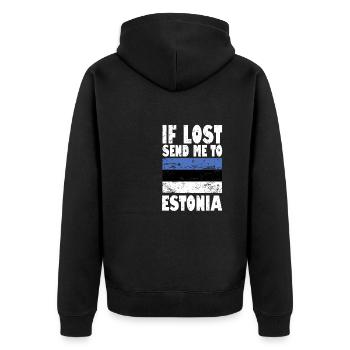 Estonia Flag Saying - Unisex Premium Organic Zip Hoodie - black - Back - Nico (187cm)