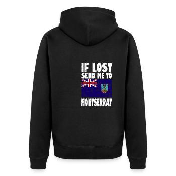 Montserrat Flag Saying - Unisex Premium Organic Zip Hoodie - black - Back - Nico (187cm)