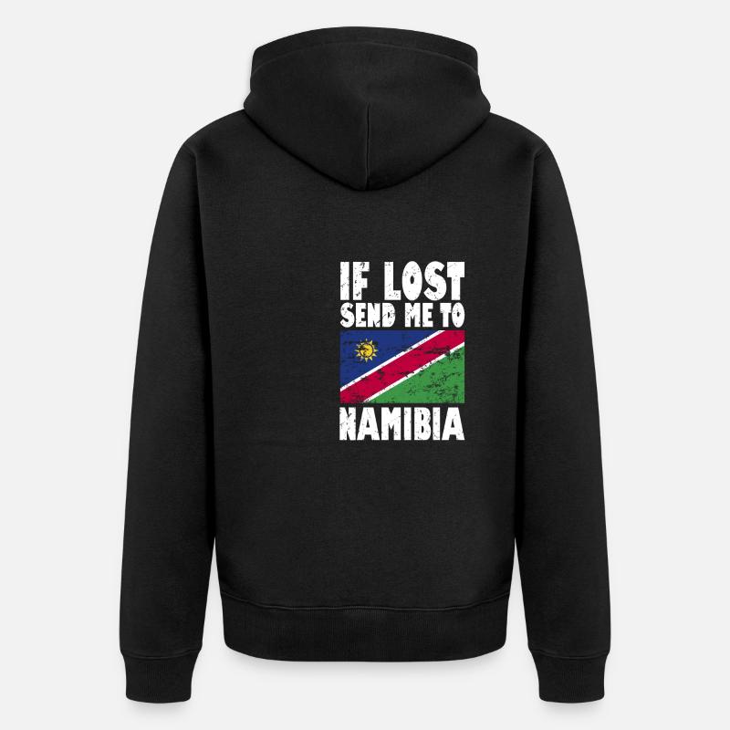 Namibia Flagge Spruch - Unisex Premium Bio Zip Hoodie - Schwarz