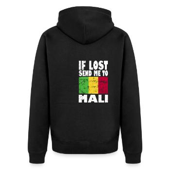 Slogan du drapeau du Mali - Veste à capuche bio Premium Unisexe - noir - Dos - Nico (187cm)