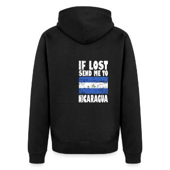 Nicaragua Flagge Spruch - Unisex Premium Bio Zip Hoodie - Schwarz - Hinten - Nico (187cm)