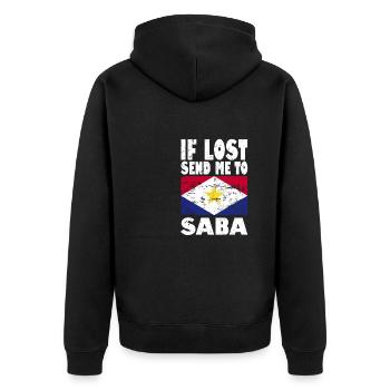 Saba Flag Saying - Unisex Premium Organic Zip Hoodie - black - Back - Nico (187cm)