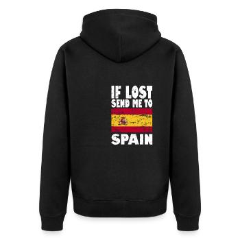 Spanien Flagge Spruch - Unisex Premium Bio Zip Hoodie - Schwarz - Hinten - Nico (187cm)