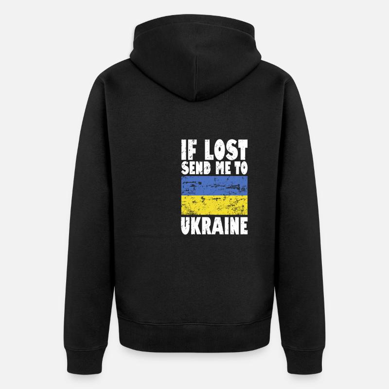 Slogan du drapeau de l’Ukraine - Veste à capuche bio Premium Unisexe - noir