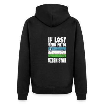 Drapeau de l’Ouzbékistan - Veste à capuche bio Premium Unisexe - noir - Dos - Nico (187cm)