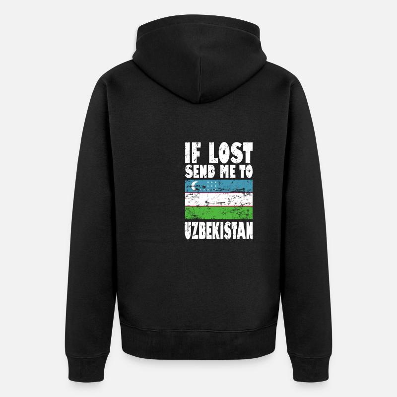 Drapeau de l’Ouzbékistan - Veste à capuche bio Premium Unisexe - noir