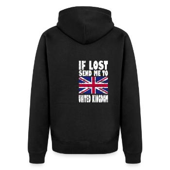 Slogan du drapeau du Royaume-Uni - Veste à capuche bio Premium Unisexe - noir - Dos - Nico (187cm)