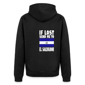 Slogan du drapeau du Salvador - Veste à capuche bio Premium Unisexe - noir - Dos - Nico (187cm)