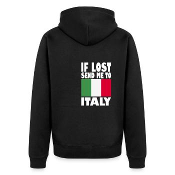 Italien Flagge Spruch - Unisex Premium Bio Zip Hoodie - Schwarz - Hinten - Nico (187cm)