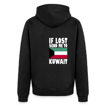 Kuwait Flagge Spruch - Unisex Premium Bio Zip Hoodie - Schwarz - Hinten - Nico (187cm)