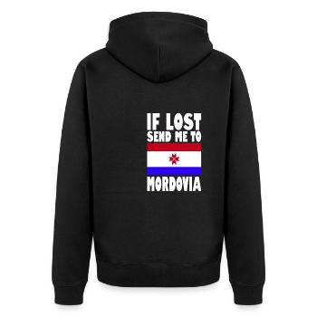 Slogan du drapeau de la Mordovie - Veste à capuche bio Premium Unisexe - noir - Dos - Nico (187cm)