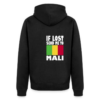 Slogan du drapeau du Mali - Veste à capuche bio Premium Unisexe - noir - Dos - Nico (187cm)
