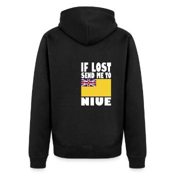 Dicton du drapeau de Niue - Veste à capuche bio Premium Unisexe - noir - Dos - Nico (187cm)