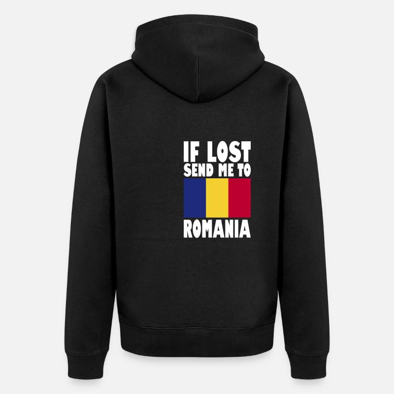 Slogan du drapeau roumain - Veste à capuche bio Premium Unisexe - noir