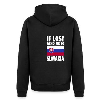 Slowakei Flagge Spruch - Unisex Premium Bio Zip Hoodie - Schwarz - Hinten - Nico (187cm)