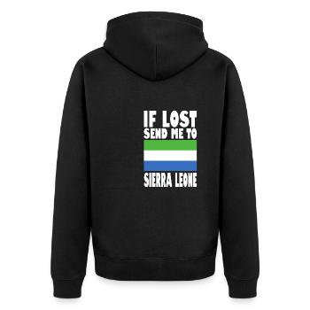 Sierra Leone Flagge Spruch - Unisex Premium Bio Zip Hoodie - Schwarz - Hinten - Nico (187cm)