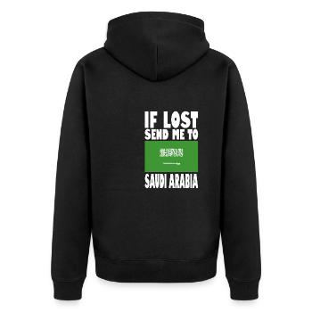 Saudi Arabien Flagge Spruch - Unisex Premium Bio Zip Hoodie - Schwarz - Hinten - Nico (187cm)