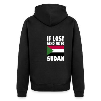 Sudan Flagge Spruch - Unisex Premium Bio Zip Hoodie - Schwarz - Hinten - Nico (187cm)