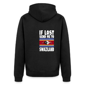 Swasiland Flagge Spruch - Unisex Premium Bio Zip Hoodie - Schwarz - Hinten - Nico (187cm)