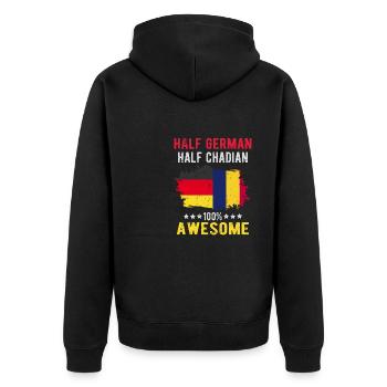Half German Half Chader - Unisex Premium Organic Zip Hoodie - black - Back - Nico (187cm)