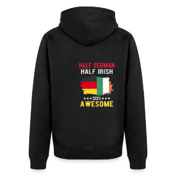 Halb Deutsch Halb Ire - Unisex Premium Bio Zip Hoodie - Schwarz - Hinten - Nico (187cm)