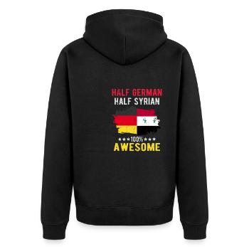 Moitié allemande moitié syrienne - Veste à capuche bio Premium Unisexe - noir - Dos - Nico (187cm)
