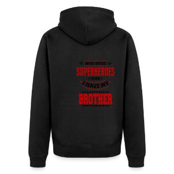 Superheroes Best Brother Superheld Bester Bruder - Unisex Premium Bio Zip Hoodie - Schwarz - Hinten - Nico (187cm)