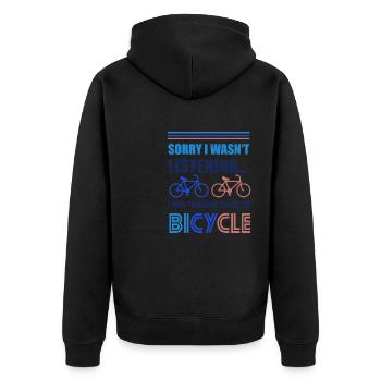 Ich denke an mein Fahrrad Ironic Cardio Cyclist - Unisex Premium Bio Zip Hoodie - Schwarz - Hinten - Nico (187cm)