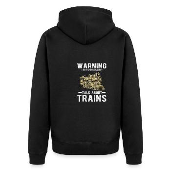 Avertissement je peux spontanément parler de trains - Veste à capuche bio Premium Unisexe - noir - Dos - Nico (187cm)