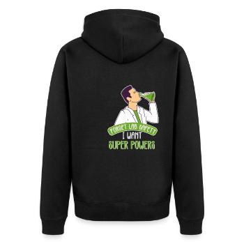 Science Super Power Wissenschaft Chemielehrer - Unisex Premium Bio Zip Hoodie - Schwarz - Hinten - Nico (187cm)