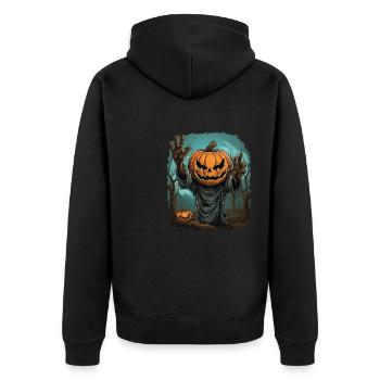 Halloween Mains émergentes Citrouille effrayante - Veste à capuche bio Premium Unisexe - noir - Dos - Nico (187cm)