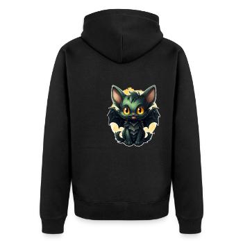 Bat Halloween I Cartoon Cute Bat - Unisex Premium Bio Zip Hoodie - Schwarz - Hinten - Nico (187cm)