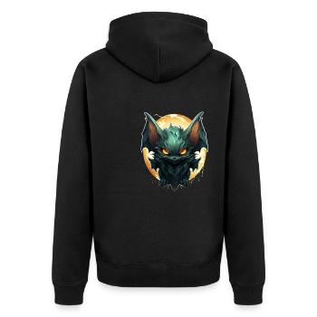 Bat Halloween I Cartoon Cute Bat - Unisex Premium Bio Zip Hoodie - Schwarz - Hinten - Nico (187cm)