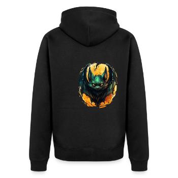 Bat Halloween I Cartoon Cute Bat - Unisex Premium Bio Zip Hoodie - Schwarz - Hinten - Nico (187cm)