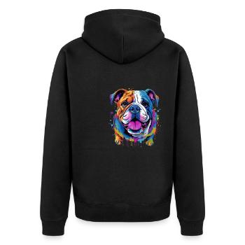 English Bulldog Pop Art I Dog Lover I Splash Art - Unisex Premium Organic Zip Hoodie - black - Back - Nico (187cm)