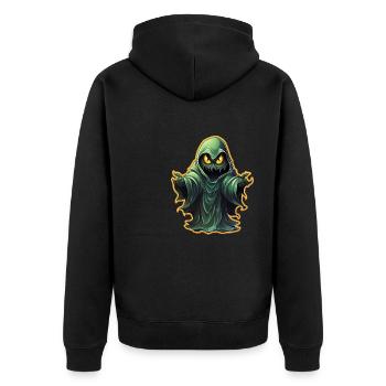 Ghost Lover Cartoon Style Halloween Ghost Spooky - Unisex Premium Bio Zip Hoodie - Schwarz - Hinten - Nico (187cm)