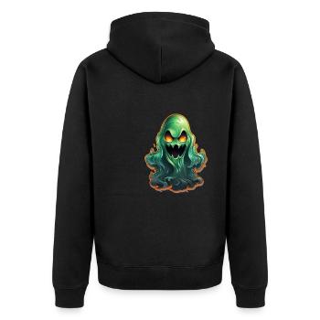 Ghost Lover Cartoon Style Halloween Ghost Sppoky - Unisex Premium Bio Zip Hoodie - Schwarz - Hinten - Nico (187cm)