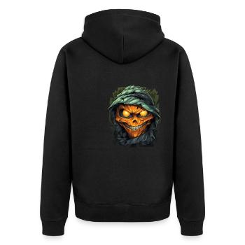 Halloween Spooky Cartoon Mummy - Unisex Premium Bio Zip Hoodie - Schwarz - Hinten - Nico (187cm)