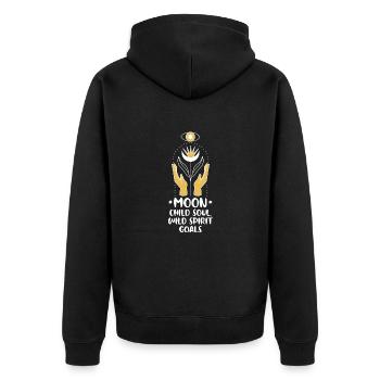 Mond Kind Sternzeichen Krebs heult Mond an - Unisex Premium Bio Zip Hoodie - Schwarz - Hinten - Nico (187cm)