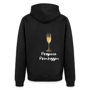 und Prosecco - Prosecco Prinzessin - Unisex Premium Bio Zip Hoodie - Schwarz - Hinten - Nico (187cm)