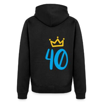 40. Geburtstag Krone - Unisex Premium Bio Zip Hoodie - Schwarz - Hinten - Nico (187cm)
