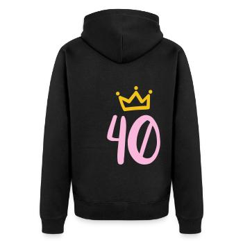 40. Geburtstag Krone - Unisex Premium Bio Zip Hoodie - Schwarz - Hinten - Nico (187cm)