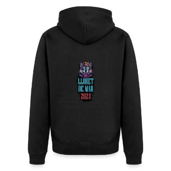 Lloret De Mar 2024 Urlaub Wolf - Unisex Premium Bio Zip Hoodie - Schwarz - Hinten - Nico (187cm)