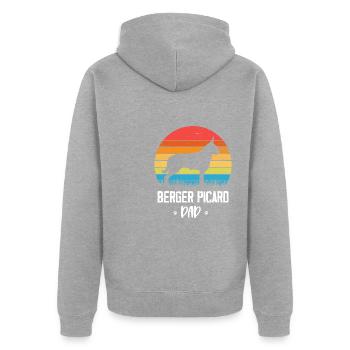 Berger de Picardie - Berger Picard - Unisex Premium Bio Zip Hoodie - Grau meliert - Hinten - Nico (187cm)