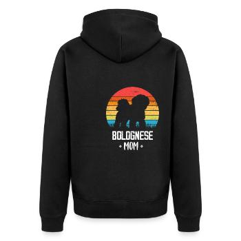 Bologneser Hunde Dad Dog Mom | Bologneser - Unisex Premium Bio Zip Hoodie - Schwarz - Hinten - Nico (187cm)