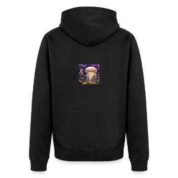 leuchtende Quallen - Unisex Premium Bio Zip Hoodie - Schwarz - Hinten - Nico (187cm)