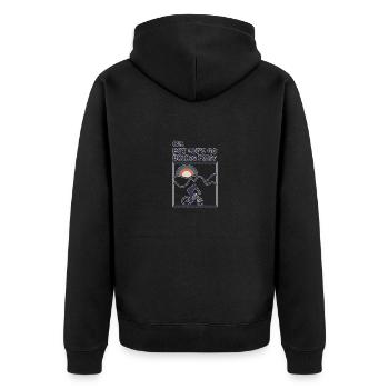 OK, but lets got biking first - Unisex Premium Bio Zip Hoodie - Schwarz - Hinten - Nico (187cm)