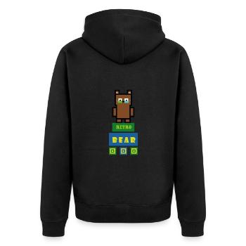 Brownbear in Retrostyle - Unisex Premium Organic Zip Hoodie - black - Back - Nico (187cm)