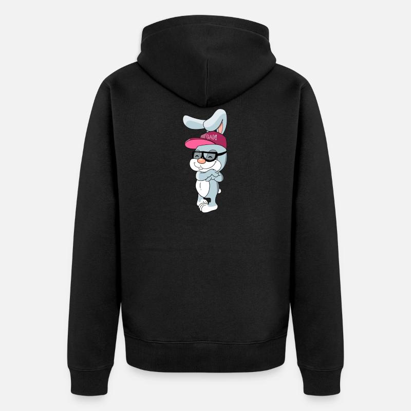 Lapin cool avec capuchon et lunettes - Veste à capuche bio Premium Unisexe - noir