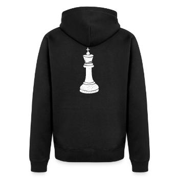 König Schach Stück Geschenk - Unisex Premium Bio Zip Hoodie - Schwarz - Hinten - Nico (187cm)